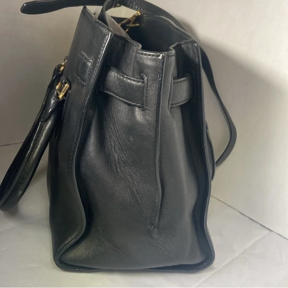 Michael Kors Black Leather Satchel with Gold Hardware